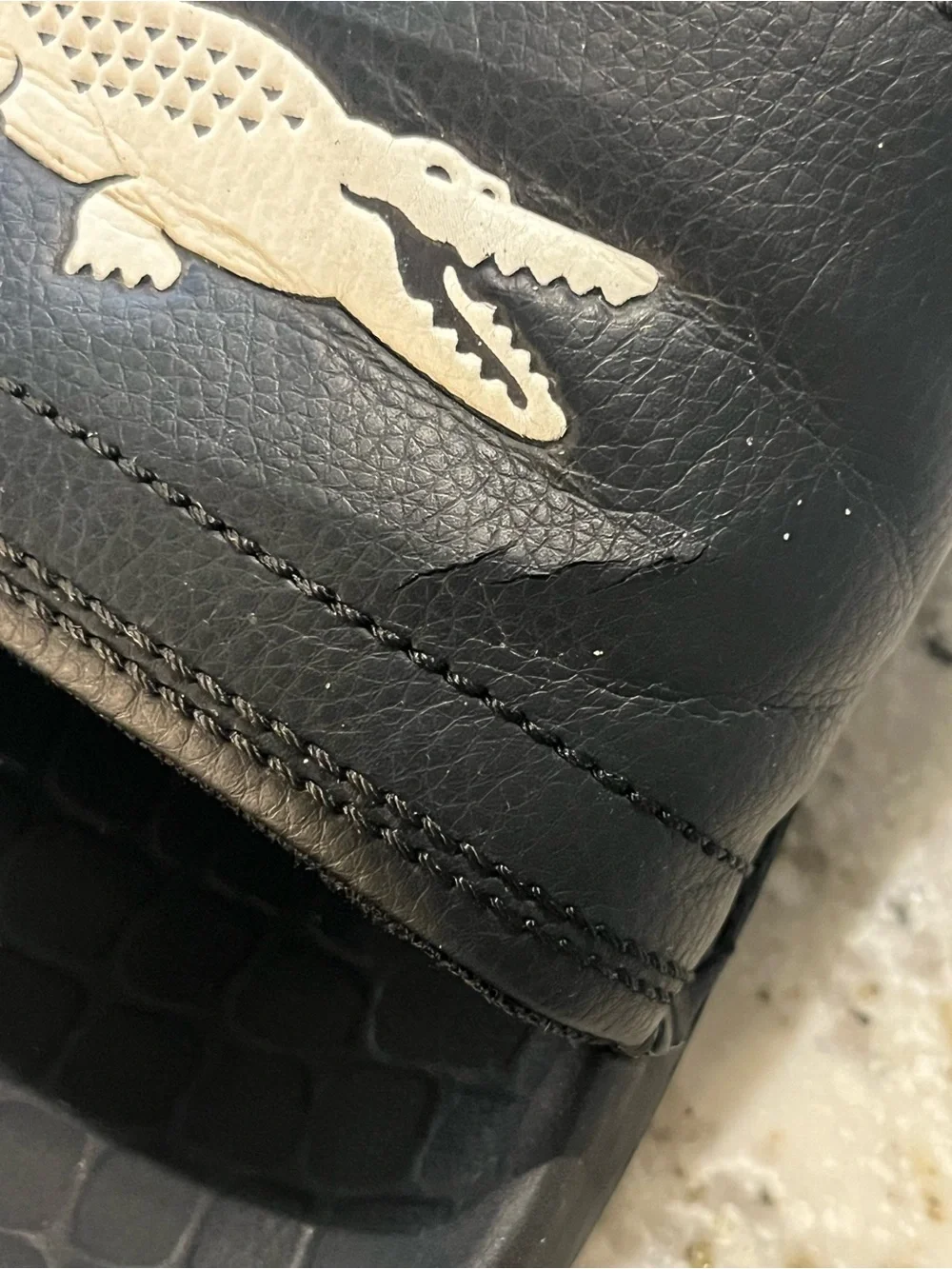 Lacoste Men's Size 13 Croco 1.0 Slide Black White